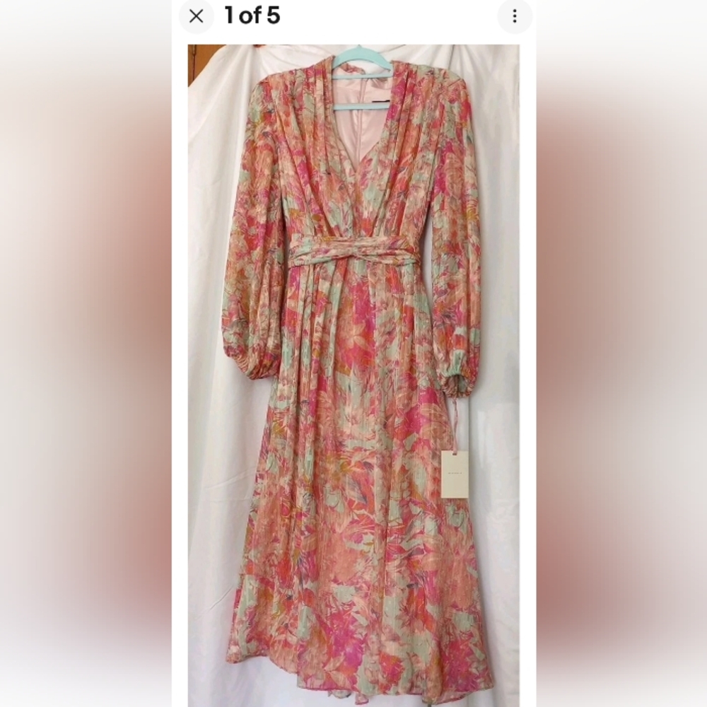 Alex Marie Dress Pink and Green Long Sleeve